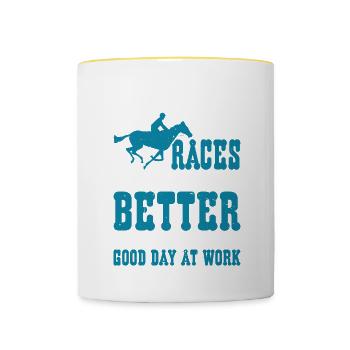 A Bad Day At Races Is Better Than A Day At Work 2 - Contrasting Mug - white/yellow - Front