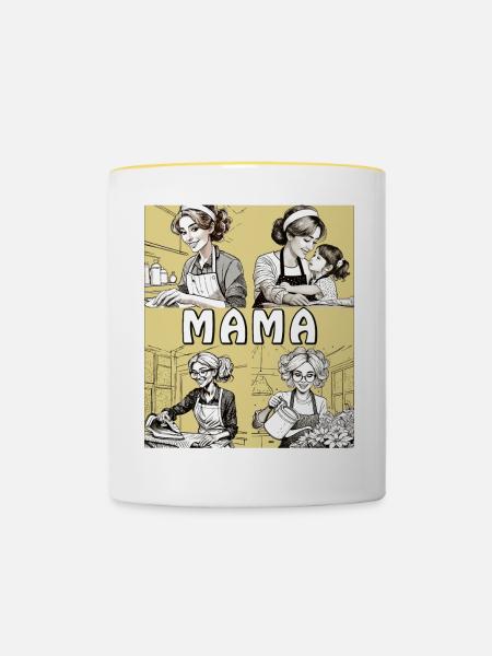 FRAU HAUSARBEIT MAMA - Tasse zweifarbig - Weiß/Gelb