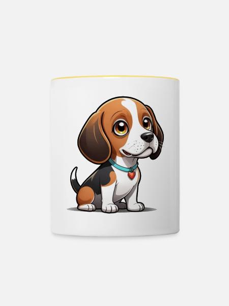 Beagle Heart Pup - Tasse zweifarbig - Weiß/Gelb