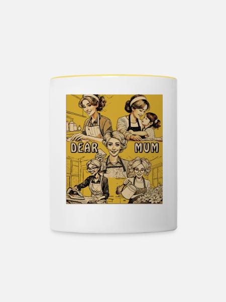 FRAU HAUSARBEIT DEAR MUM - Tasse zweifarbig - Weiß/Gelb