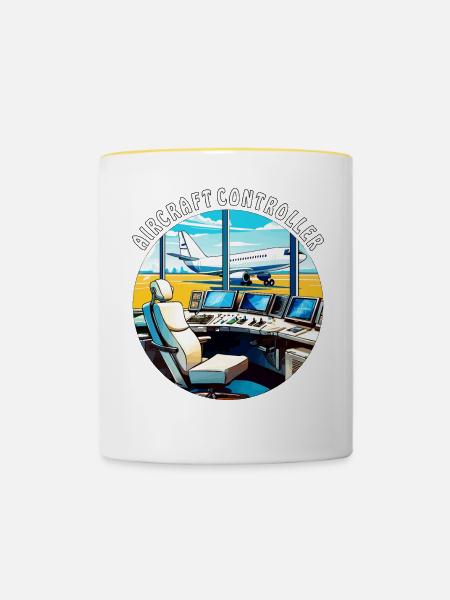 AIRCRAFT CONTROLLER - Tasse zweifarbig - Weiß/Gelb