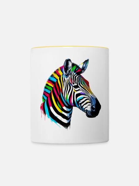 Zebra - Tasse zweifarbig - Weiß/Gelb