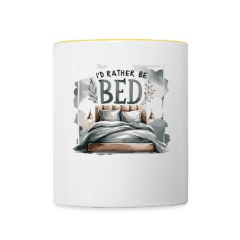 Je préfère être au lit Amoureux du sommeil Dormir paresseux - Mug contrasté - blanc/jaune - Devant