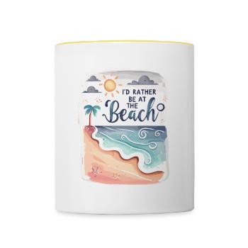 I'd Rather Be At The Beach Summer Vacation Beaches - Contrasting Mug - white/yellow - Front