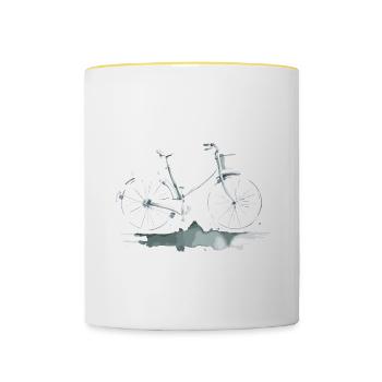Je préfère faire du vélo Vélo VTT - Mug contrasté - blanc/jaune - Devant