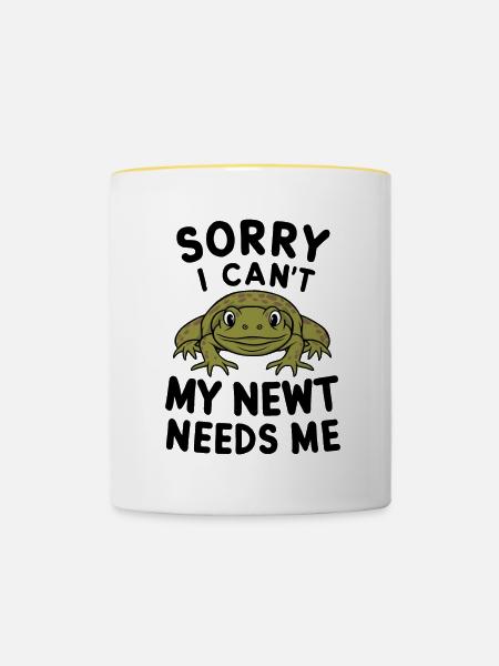 Witziger Molch Spruch - Tasse zweifarbig - Weiß/Gelb