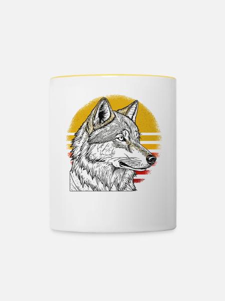 WOLF SONNE - Tasse zweifarbig - Weiß/Gelb