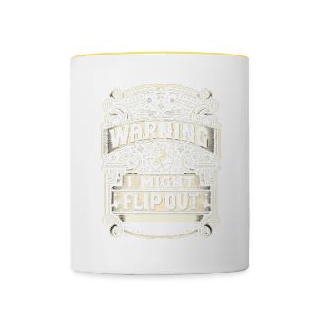 Warning I Might Flip Out 9 - Contrasting Mug - white/yellow - Front