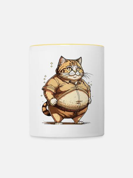 KATZE DICK - Tasse zweifarbig - Weiß/Gelb