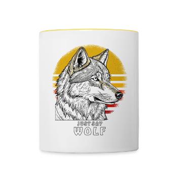 JUST SAY WOLF - Contrasting Mug - white/yellow - Front