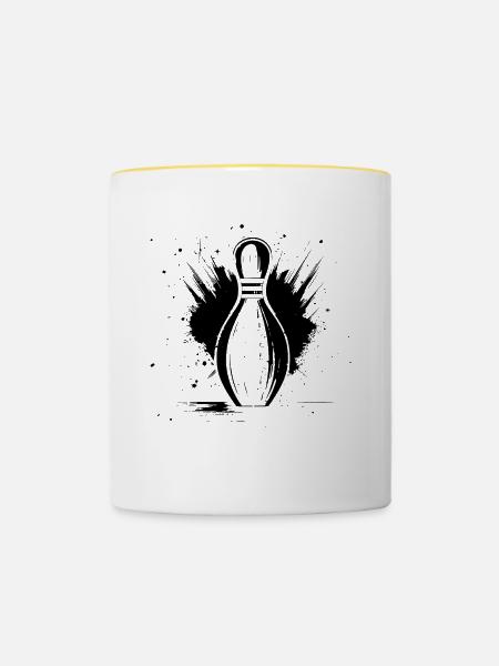 Bowling Pin - Tasse zweifarbig - Weiß/Gelb
