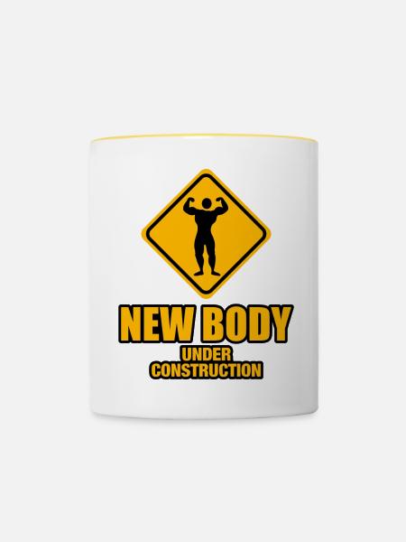 new body under construction - Tasse zweifarbig - Weiß/Gelb