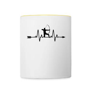Archer Tir à l’arc Sport Battement de cœur - Mug contrasté - blanc/jaune - Devant