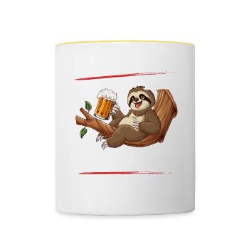 Faultier Sauftier Liebevoll Lieber Voll - Tasse zweifarbig - Weiß/Gelb - Vorne