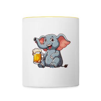 Saufari Elefantenedition Elefant Bier - Tasse zweifarbig - Weiß/Gelb - Vorne