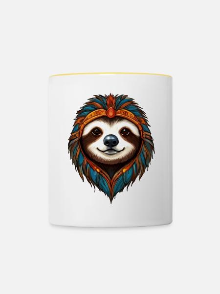 Häuptling der Faultiere - Tasse zweifarbig - Weiß/Gelb