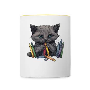 I Eat Crayons 28 - Contrasting Mug - white/yellow - Front