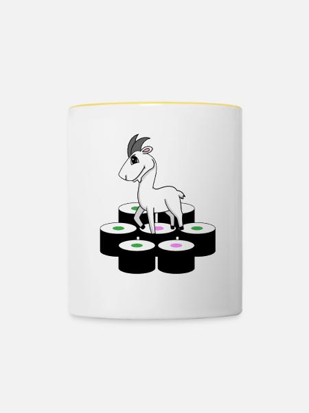 Ziege Sushi - Tasse zweifarbig - Weiß/Gelb