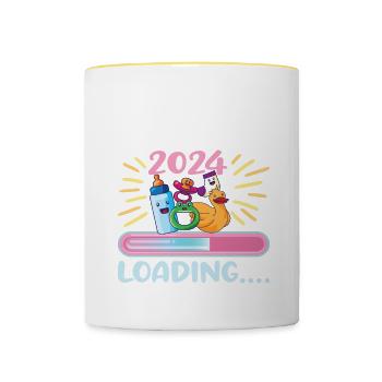 Become a cousin in 2024 - Contrasting Mug - white/yellow - Front