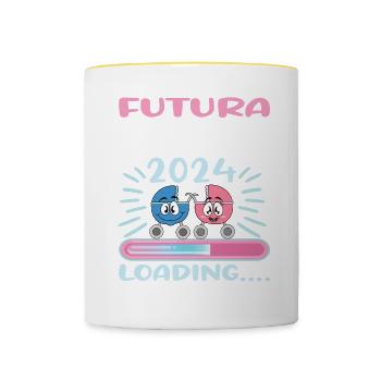 Become a cousin in 2024 - Contrasting Mug - white/yellow - Front