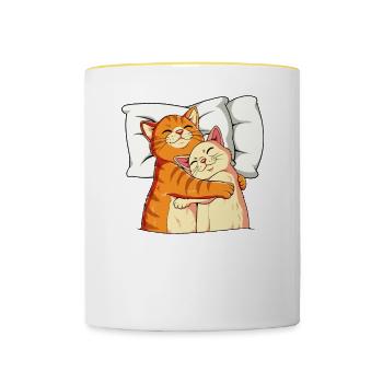 Chemise de sommeil officielle Chat - Mug contrasté - blanc/jaune - Devant
