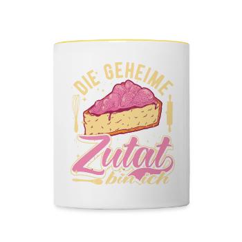 Backen und Kochen, Geheime Zutat Bin Ich - Tasse zweifarbig - Weiß/Gelb - Vorne