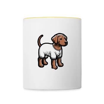 Rhodesian Ridgeback Dog Rhodesian Ridgebacks - Contrasting Mug - white/yellow - Front