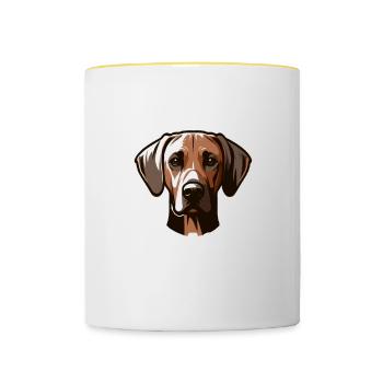 Rhodesian Ridgeback Mädchen Rhodesian Ridgebacks - Tasse zweifarbig - Weiß/Gelb - Vorne