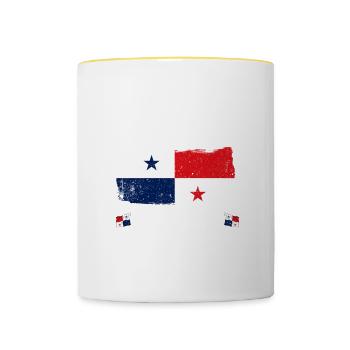 Panama Flagge Panamaisch Panama Fahne - Tasse zweifarbig - Weiß/Gelb - Vorne
