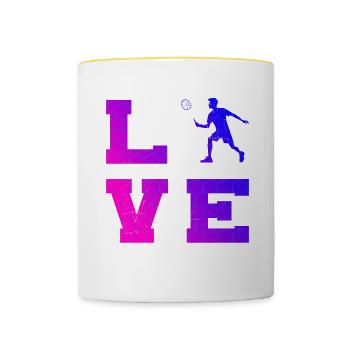 Squash Badminton Players Badminton Men Women - Contrasting Mug - white/yellow - Front