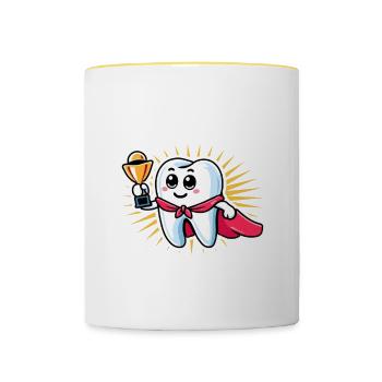 Dents de sagesse cadeau pour l’extraction des dents de sagesse - Mug contrasté - blanc/jaune - Devant