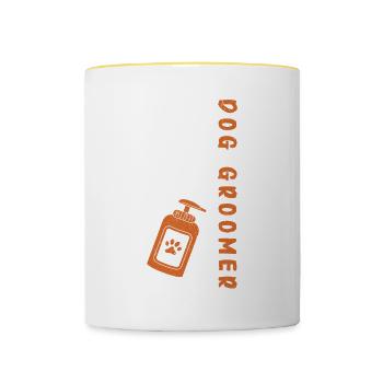 Hundefrisör und Hundepflege - Tasse zweifarbig - Weiß/Gelb - Vorne