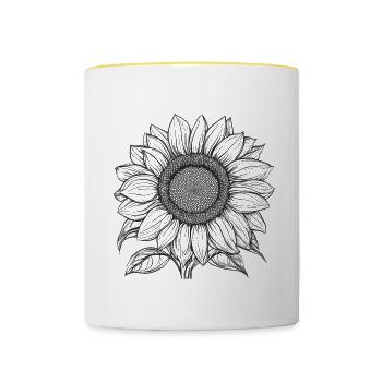 Sunflower, Flower, Nature, Organic, Gift - Contrasting Mug - white/yellow - Front
