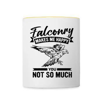 Falke Falkner Spruch - Tasse zweifarbig - Weiß/Gelb - Vorne