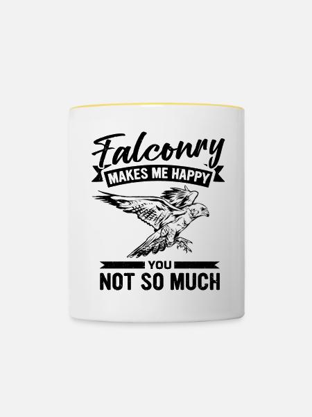 Falke Falkner Spruch - Tasse zweifarbig - Weiß/Gelb