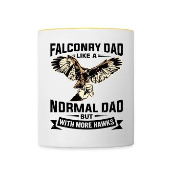 Falke Falkner Spruch - Tasse zweifarbig - Weiß/Gelb - Vorne