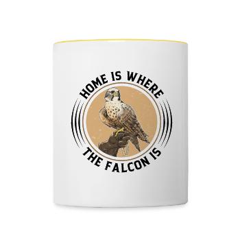 Falke Falkner Spruch - Tasse zweifarbig - Weiß/Gelb - Vorne