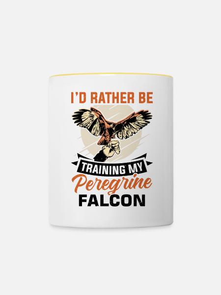 Falke Falkner Spruch - Tasse zweifarbig - Weiß/Gelb