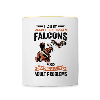 Falke Falkner Spruch - Tasse zweifarbig - Weiß/Gelb - Vorne