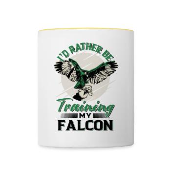 Falke Falkner Spruch - Tasse zweifarbig - Weiß/Gelb - Vorne
