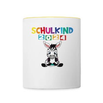 Inscription scolaire 2024 de l’école de la rentrée scolaire - Mug contrasté - blanc/jaune - Devant