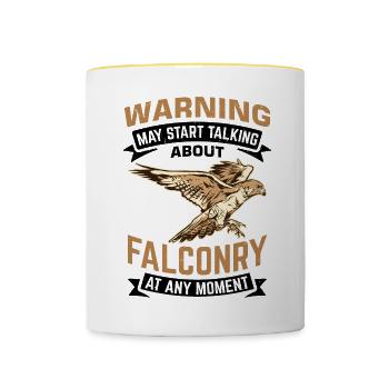Falke Falkner Spruch - Tasse zweifarbig - Weiß/Gelb - Vorne