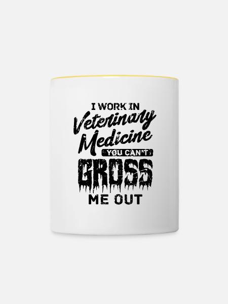 Tierarzt Spruch - Tasse zweifarbig - Weiß/Gelb