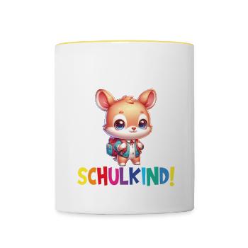 Inscription scolaire 2024 de l’école de la rentrée scolaire - Mug contrasté - blanc/jaune - Devant
