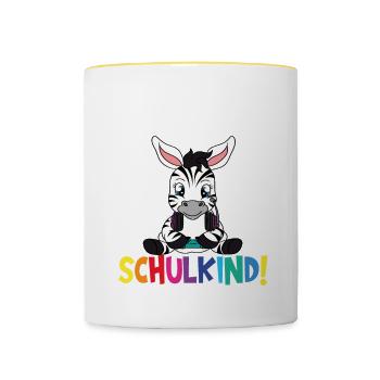 Inscription scolaire 2024 de l’école de la rentrée scolaire - Mug contrasté - blanc/jaune - Devant
