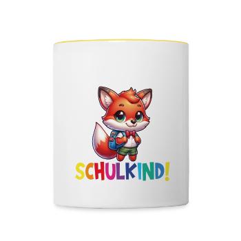 Inscription scolaire 2024 de l’école de la rentrée scolaire - Mug contrasté - blanc/jaune - Devant