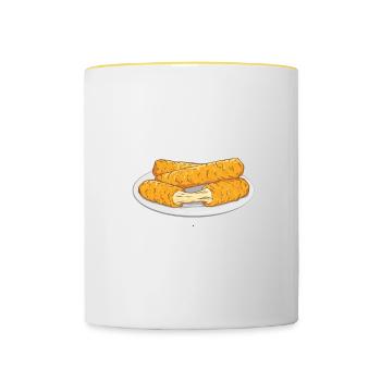 Powered By Mozzarella Sticks - Contrasting Mug - white/yellow - Front