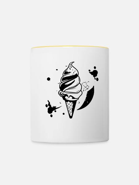 Eiscreme Grafik - Tasse zweifarbig - Weiß/Gelb