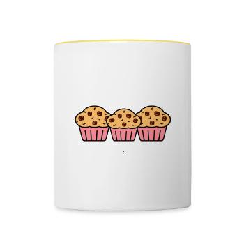 Powered By Muffins - Contrasting Mug - white/yellow - Front