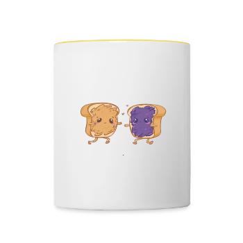 Alimenté par le beurre de cacahuète et le sandwich à la gelée - Mug contrasté - blanc/jaune - Devant